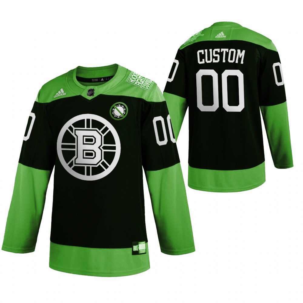 Boston Bruins Custom Men Adidas Green Hockey Fight nCoV Limited NHL Jersey